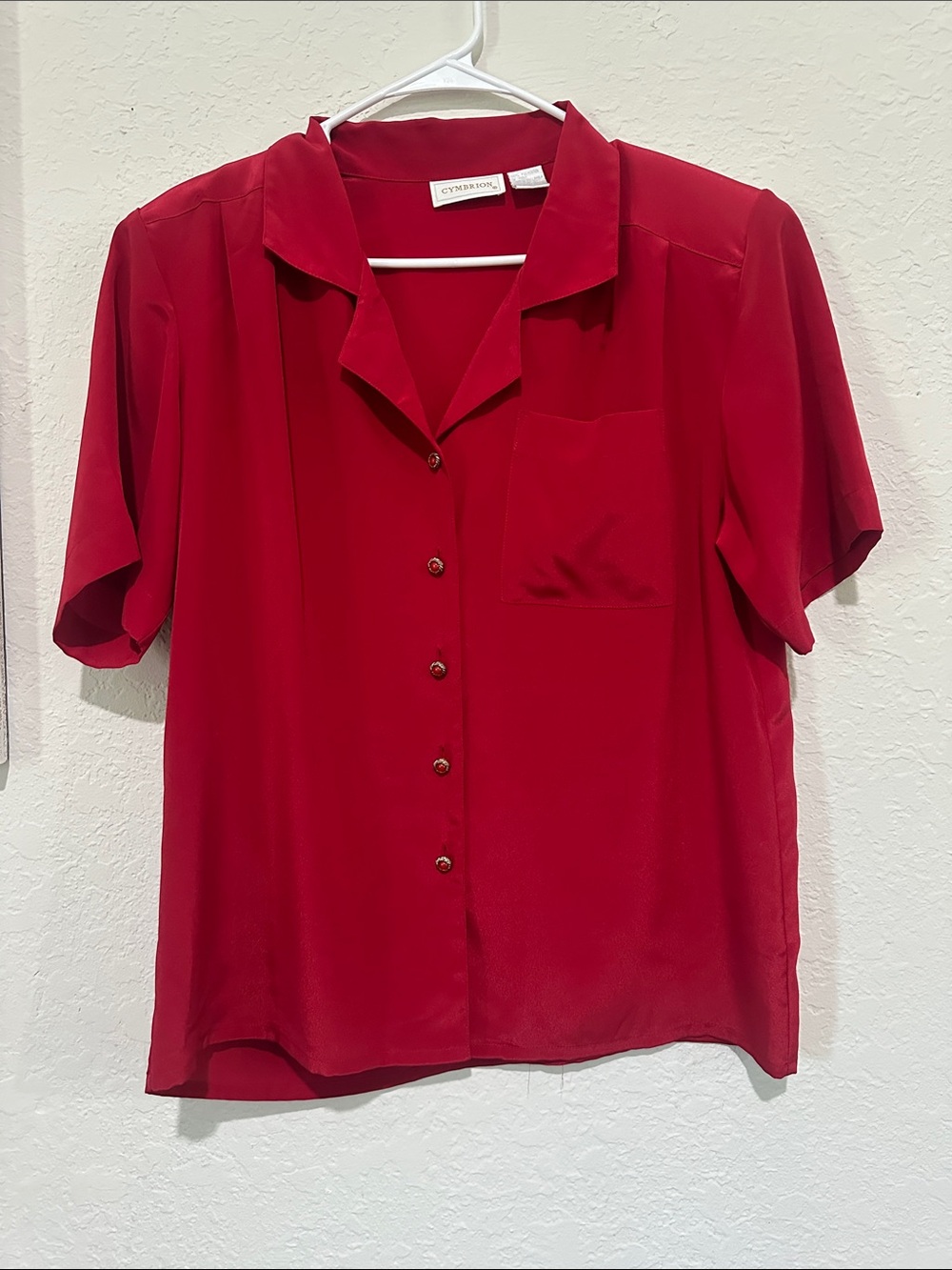 Cynthia Rowley Red Short-Sleeve Button-Down Shirt